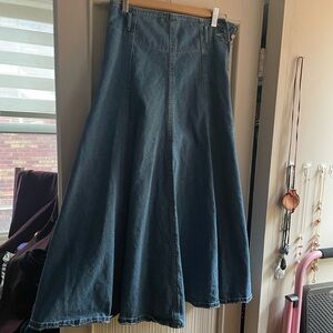 Vintage Denim Maxi Skirt with Flare!